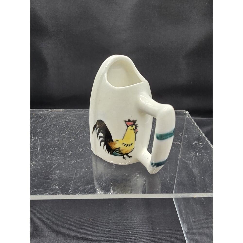 Vintage Bradley Bone China Mini Iron-Shaped Toothpick Holder Rooster and Chicks